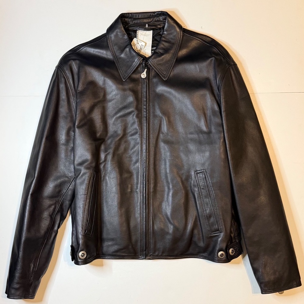 Vintage Versace Classic V2 Leather Jacket Men 50 Black 90s Quilted Medusa DS NWT